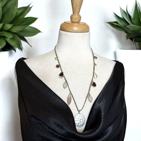 J Jill Highland Horizon Druzy Station Necklace - Picture 1 of 9